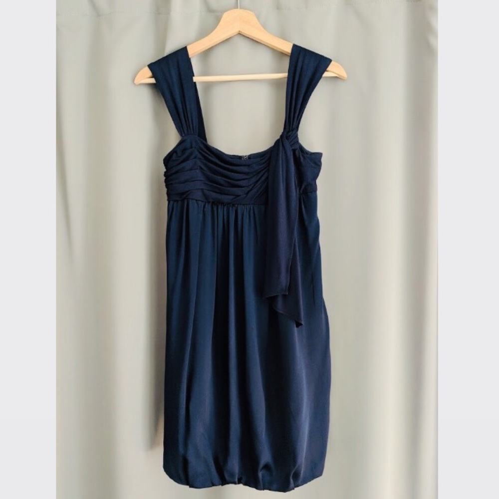 BCBG Maxazria Navy jersey knit and silk dress 8